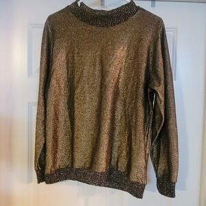 Vintage Lady Blair Blouse Metallic Gold Sparkly Size Large